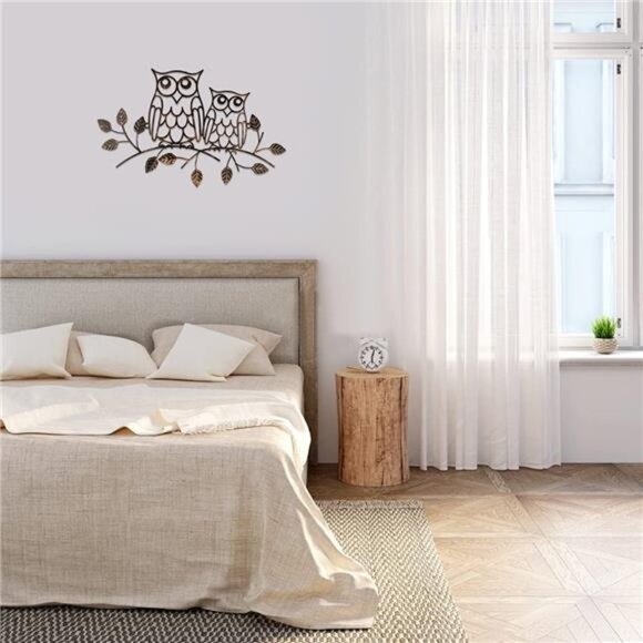 Metal Owl Decor Metal Owl Wall Art Decor for Home Living Room Bedroom - Picture 5 of 8